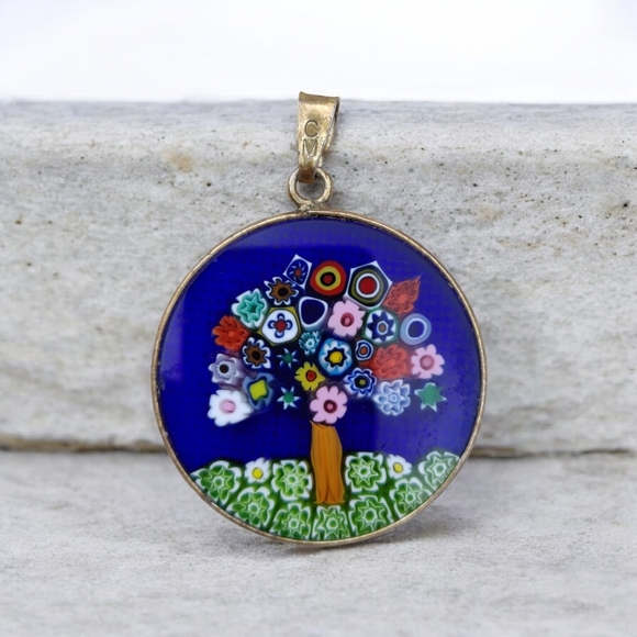 Murano Jewelry - Murano Millefiori Tree Of Life Pendant